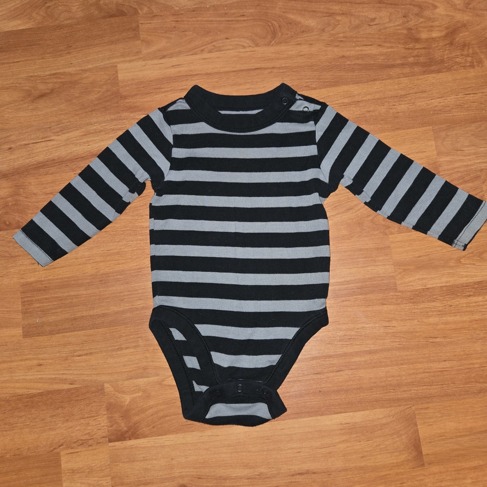 Striped Black and Gray Kids One Piece